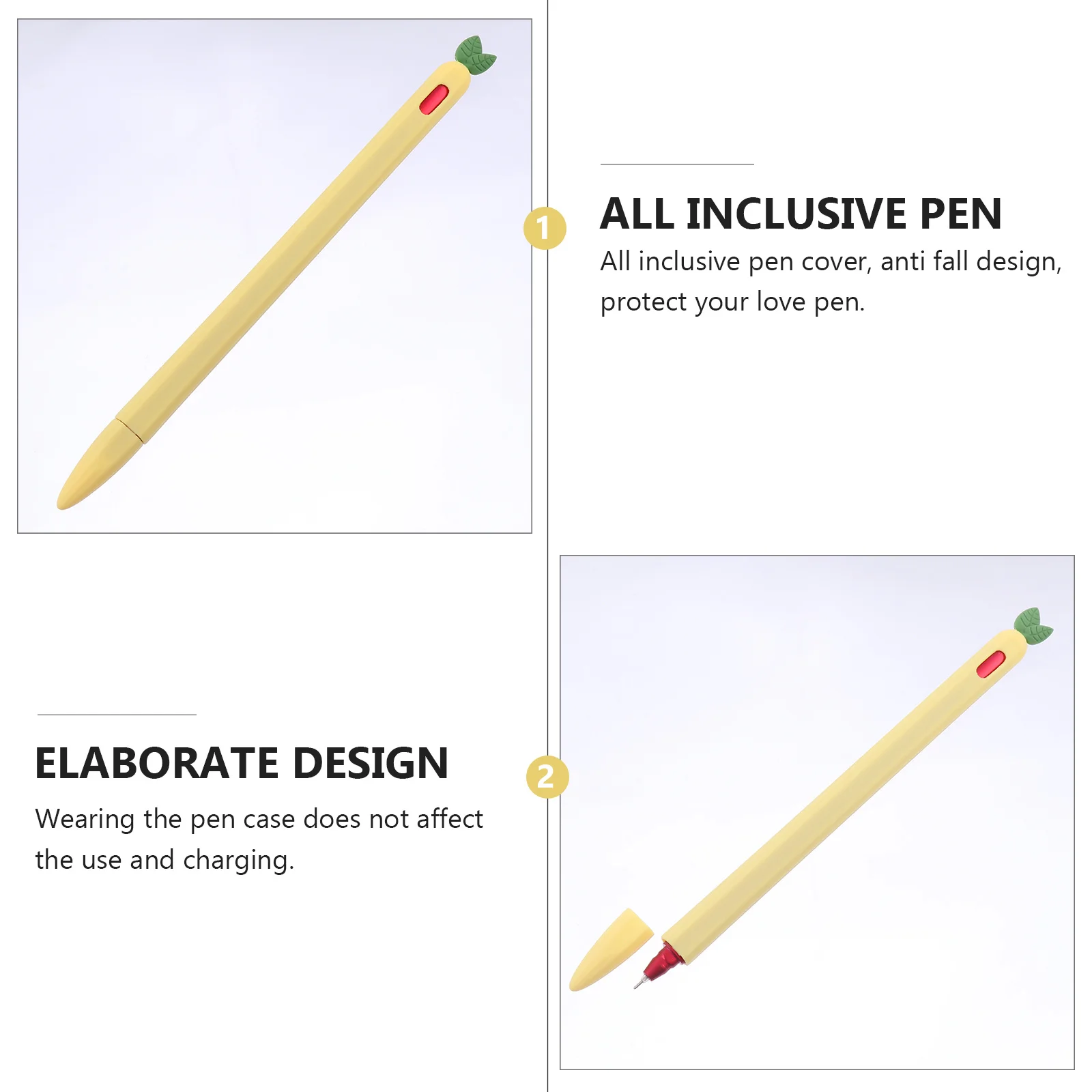 

Чехол для стилуса, морковный силиконовый мягкий защитный чехол, совместимый карандаш 2, нескользящая ручка, простая установка, силикон