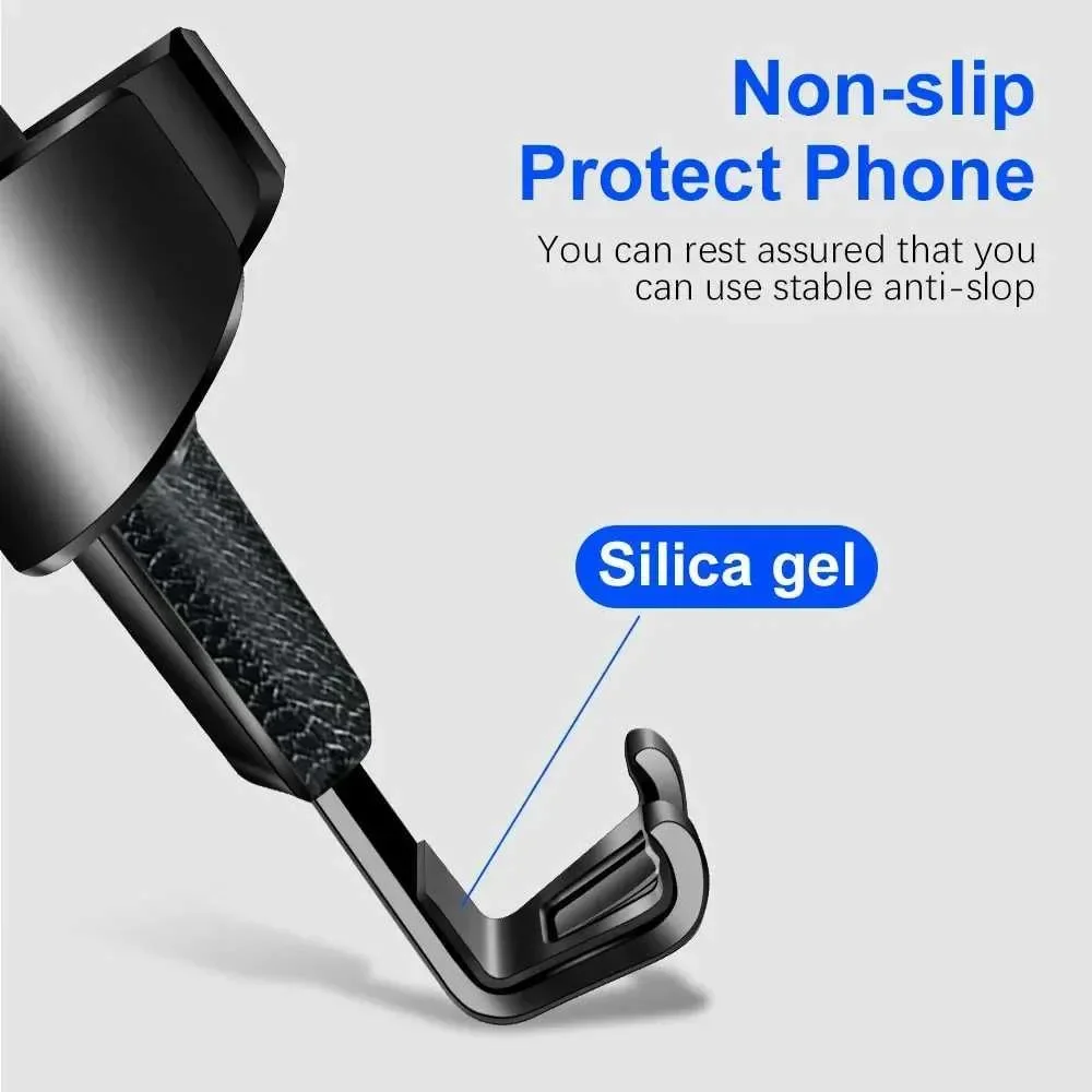 Car Mobile Holder Leather Texture Silicone Air Vent Mount Smart Gravity Phone Stand For iPhone 18 17 16 15 Pro Max For Samsung