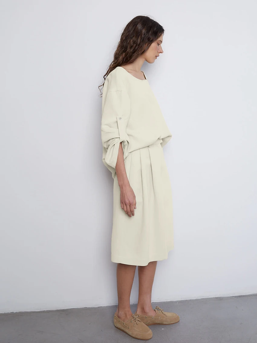 Marthaqiqi Casual Ladies Nightwear Suits Sexy O-Neck Sleepwear Long Sleeve Pajamas Knee Length Shorts Loose Home Clothes Female