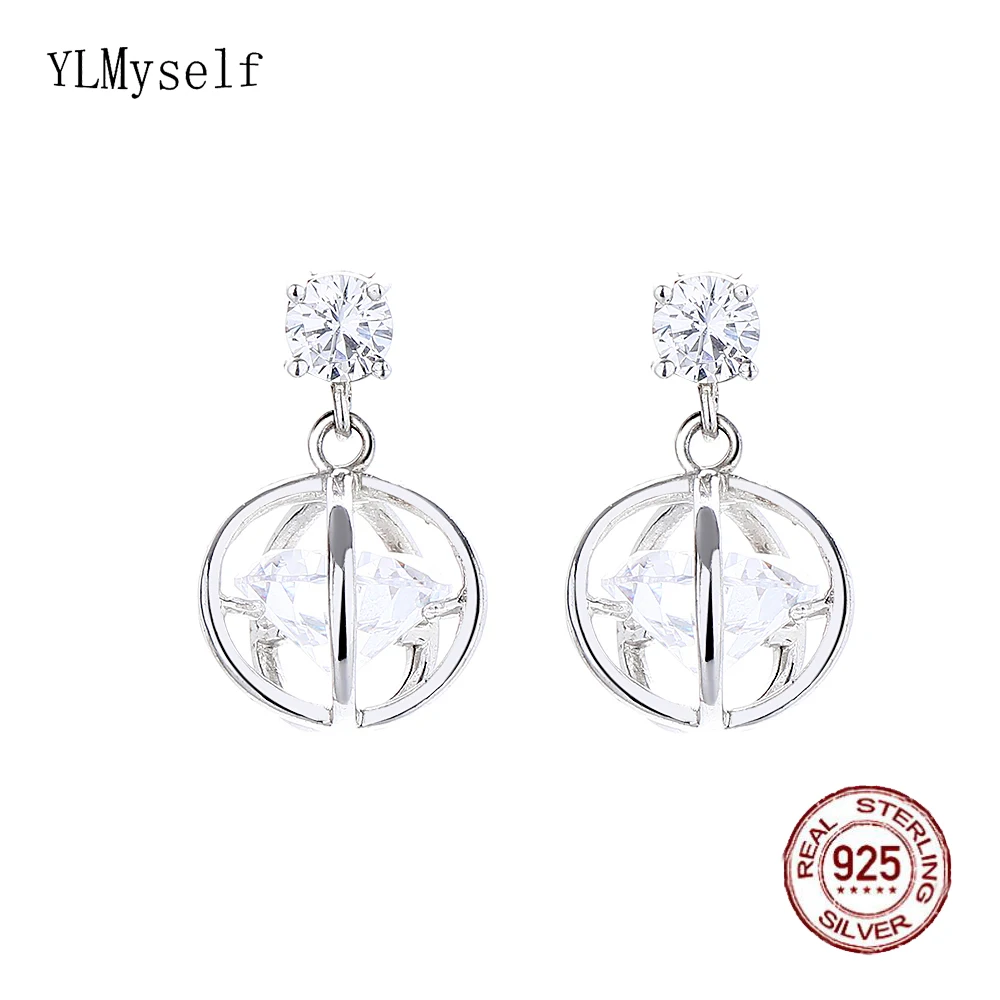 

Big Discount Real Sterling Silver Drop Earrings Pave Bright Cubic Zircon Elegant Daily Wear Solid 925 Jewelry