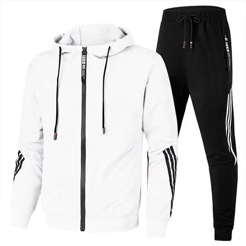 Men's sportswear 2-piece set, men's spring and autumn jackets, casual zippered jackets, sportswear+pants, sportswear, sportswear