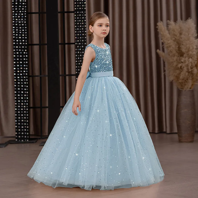 

Luxury Girl's Ceremonial Dress Tulle Princess Dress Prom Vestido Pageant Party Birthday Baby Clothes Wedding Piano Perform Gown