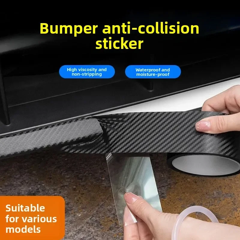 Carbon Fiber Look Car Door Sill Protector Sticker 1 Roll 5M, Anti Scratch Bumper Guard Tape, Universal for Car Motorcycle Bike
