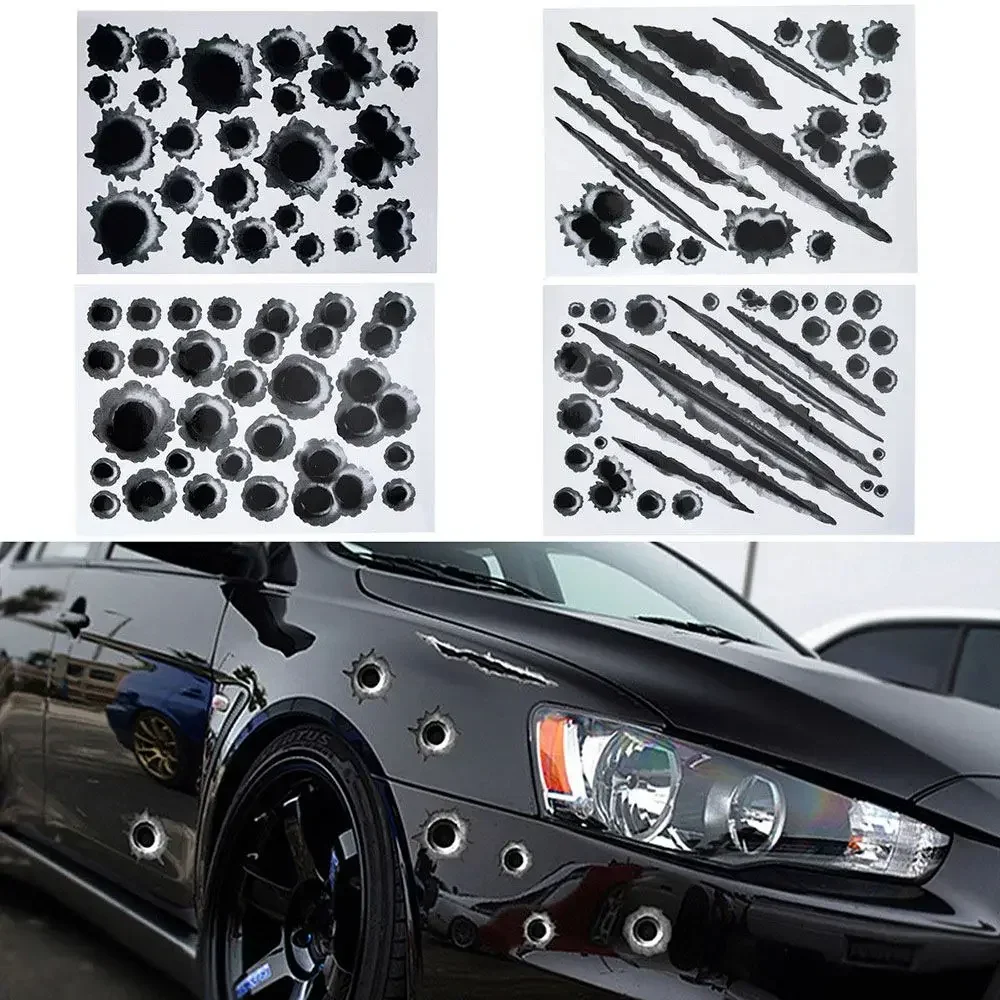 Car Stickers Simulated 3D Bullet Hole DIY Car War Styling Accessories Motorcycle Scratch Car Stickers And Decals Amagi