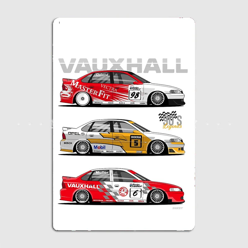 VAUXHALL OPEL Vectra Super Tourers Rally Car Retro Posters Metal Sign Poster Bar Bedroom Wall Home Decor Room Decoration