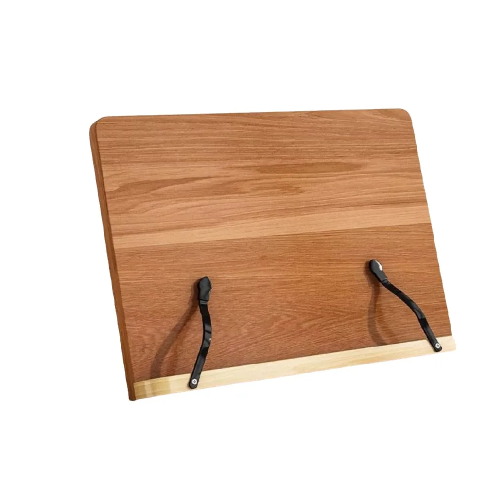 

Adjustable Angle Book Holder Tray Multi-Position Support with Clip Wooden Reading Stand 8 Modes Foldable Cookbook Bracket