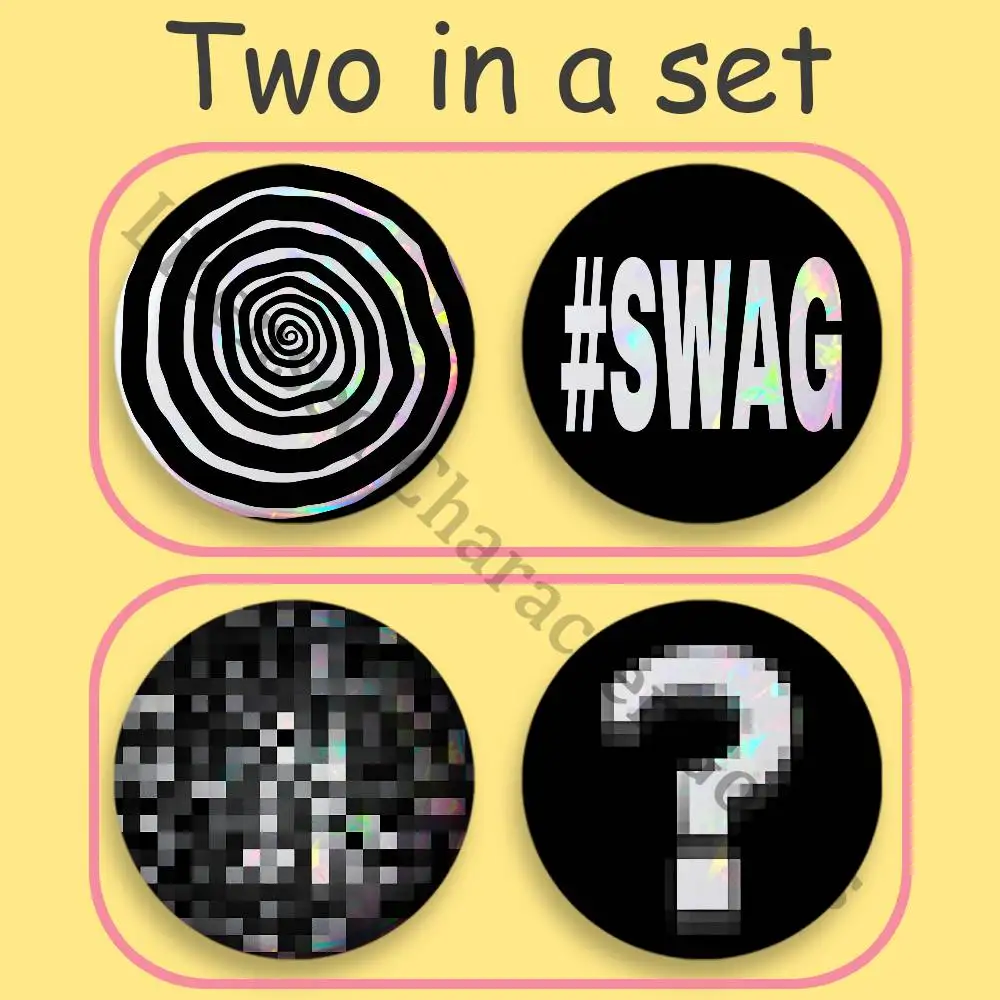 Emo Icon Swag Printed Pins 2 piece set Couple Badges Decorations Souvenir Collectibles 25 32 44 58 75 mm