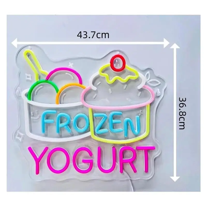 Frozen Yogurt Neon Sign LED Light Dimmable For Grocery Store Supermarket Farmers Markets Ice Cream Shop Hanging Decor view 3