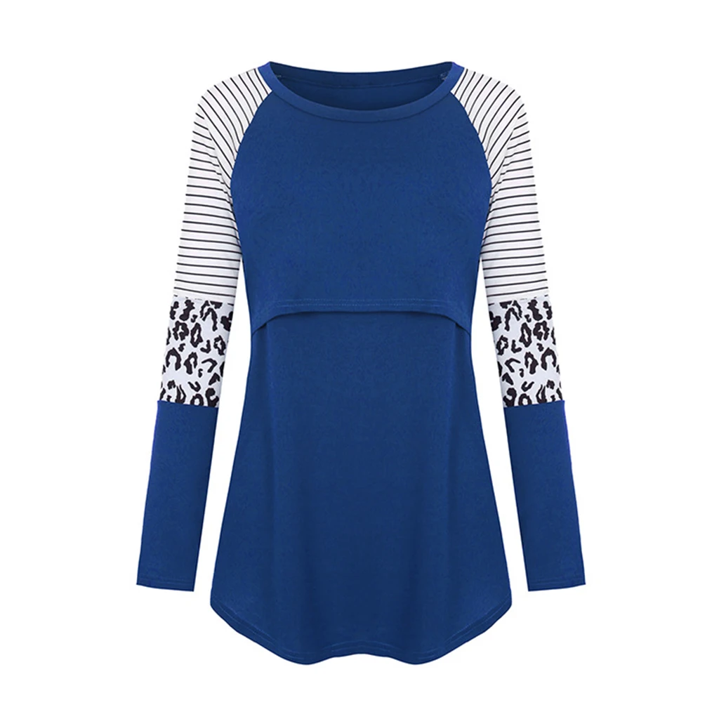 Frauen Mutterschaft Langarm Stillen Patchwork Farbe Tops Stillen Bluse – Detail 8