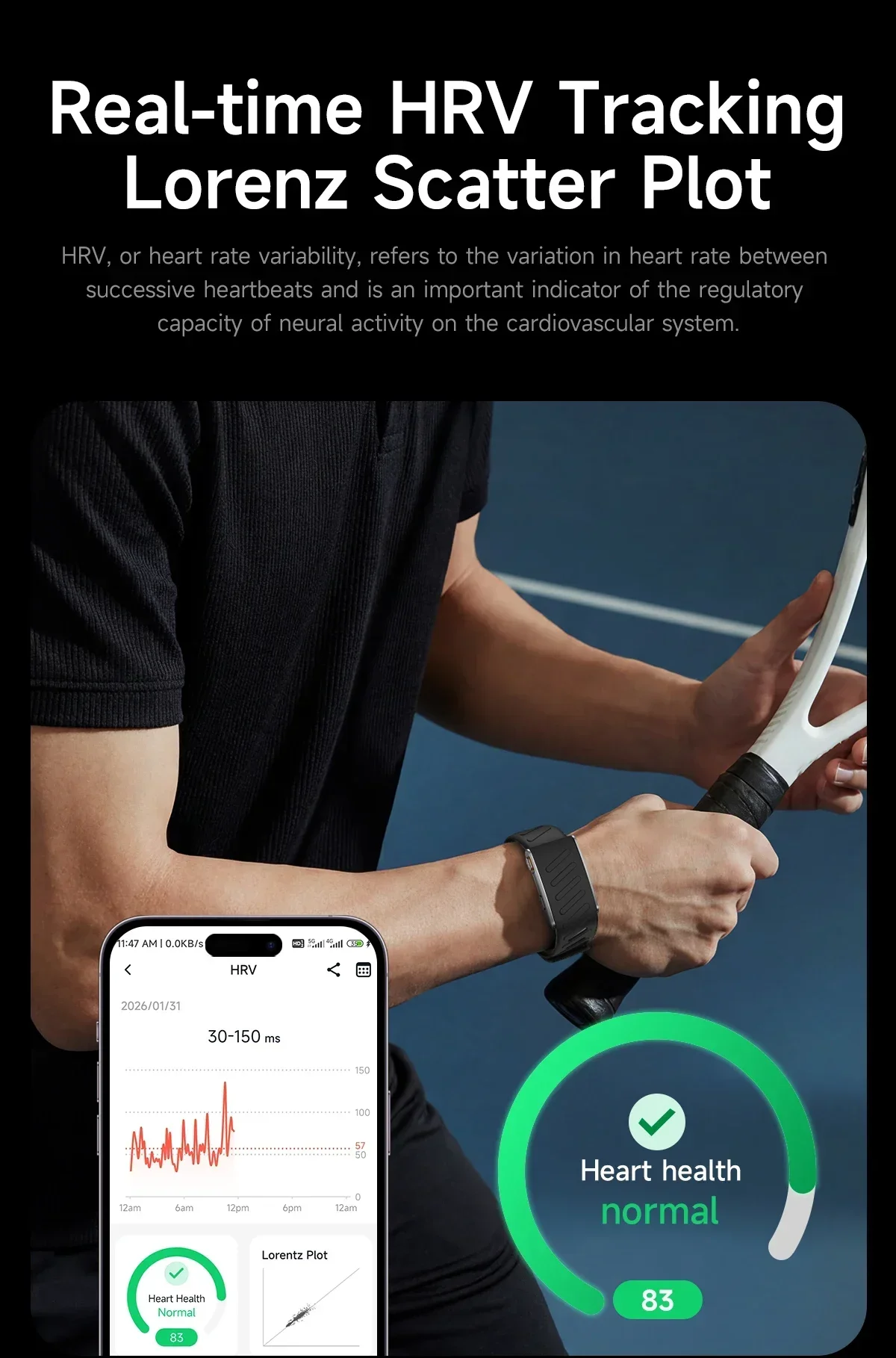 2026 Health Monitoring Smart Band with ECG, HRV, Blood Pressure, Sleep, Body Fat, BMI and Temperature Tracking description 10