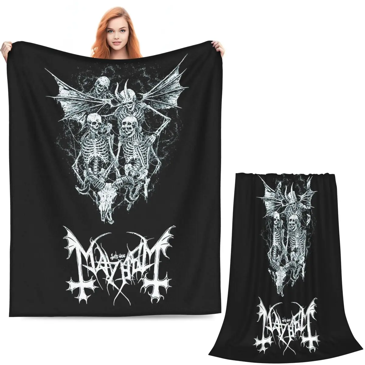 Mayhem Band Logo (2) Blankets Soft Warm Flannel Throw Blanket Bedding for Bed Living room Picnic Travel Home Couch