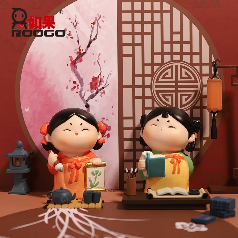 Guofeng Palace Maiden Tang Bayi Funny Fashion Play Handmade Blind Box Table Top Decoration China-chic Enamel Figure Ladies