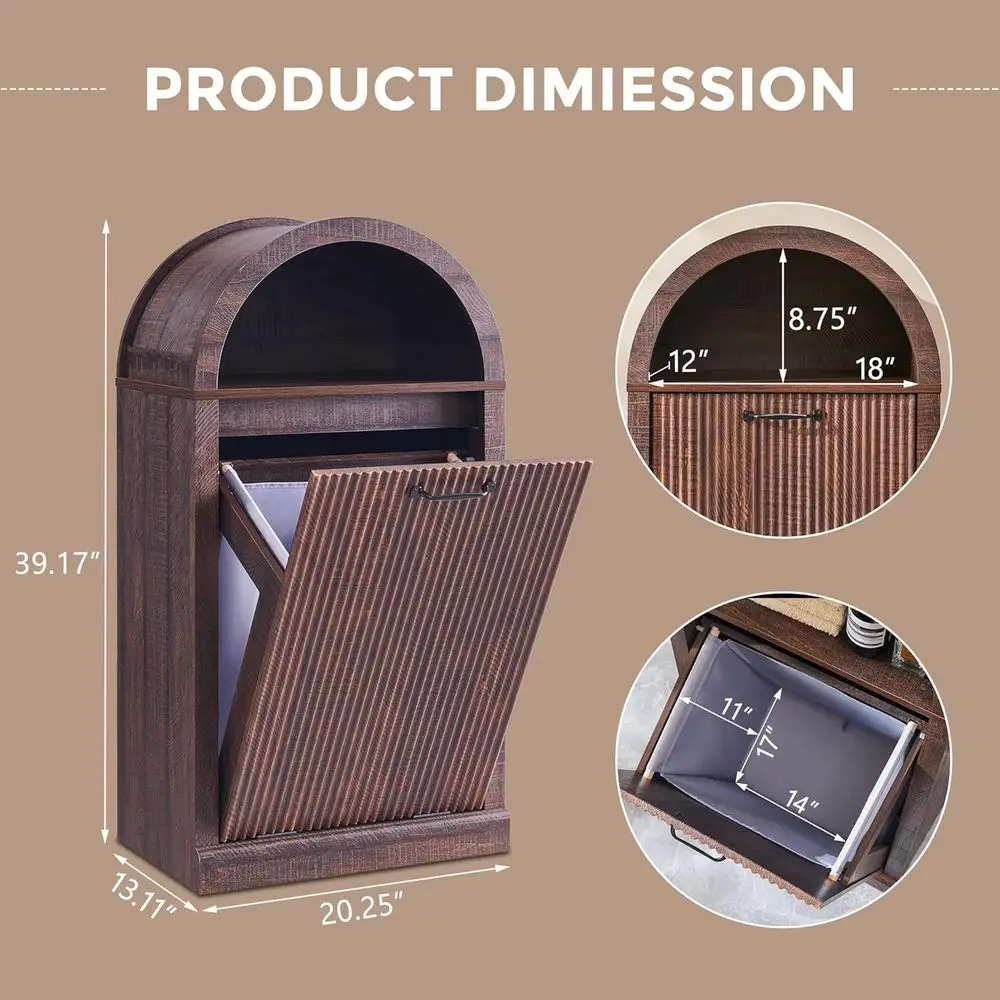 Arched -Out Trash Can Cabinet, luted 10 Gallon Trash Can Cabinet Set o 2, ern Laundry Hamper, Hidden Garbage with Storage Basket