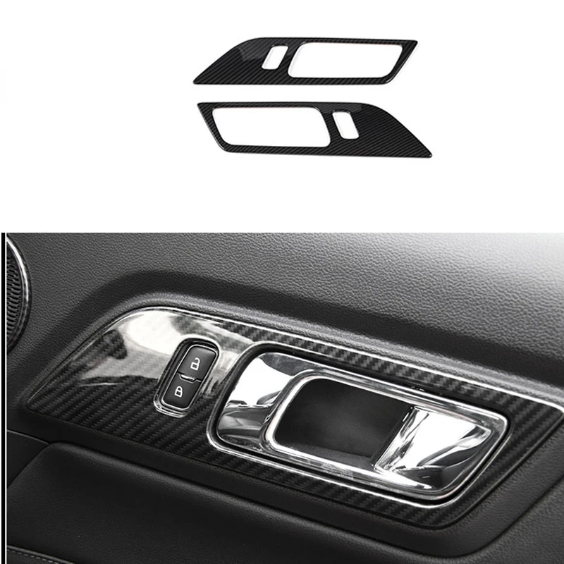 Fit for Ford Mustang 2015-2020  ABS carbon fiber color Interior Mouldings  Car Door Handle Bowl Decoration Cover Stickers