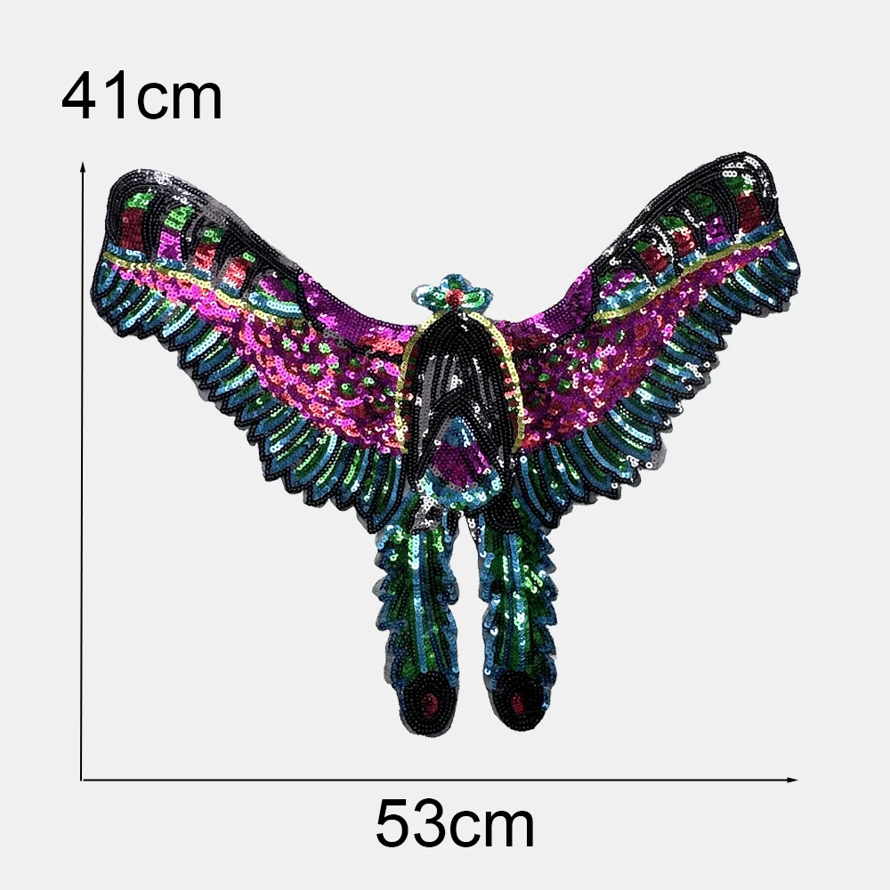 1 Piece 53*41 cm Sequins Butterfly Patch Shining Iron on Patch for Garment Decoration DIY Applique Clothing Accessories