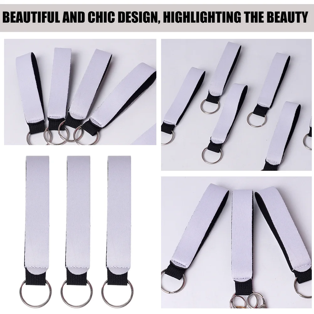 6pcs Diy Blank Wrist Lanyard Keychain Hanging Rope Heat Transfer Printing Sublimation Craft For Keys Bag Decor Gift