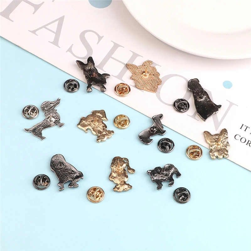 Cute Funny Pet Dogs Enamel Pins Cartoon Animals Chihuahua German Shepherd Brooches for Dog Lover Jewelry Bag Clothes Denim Badge