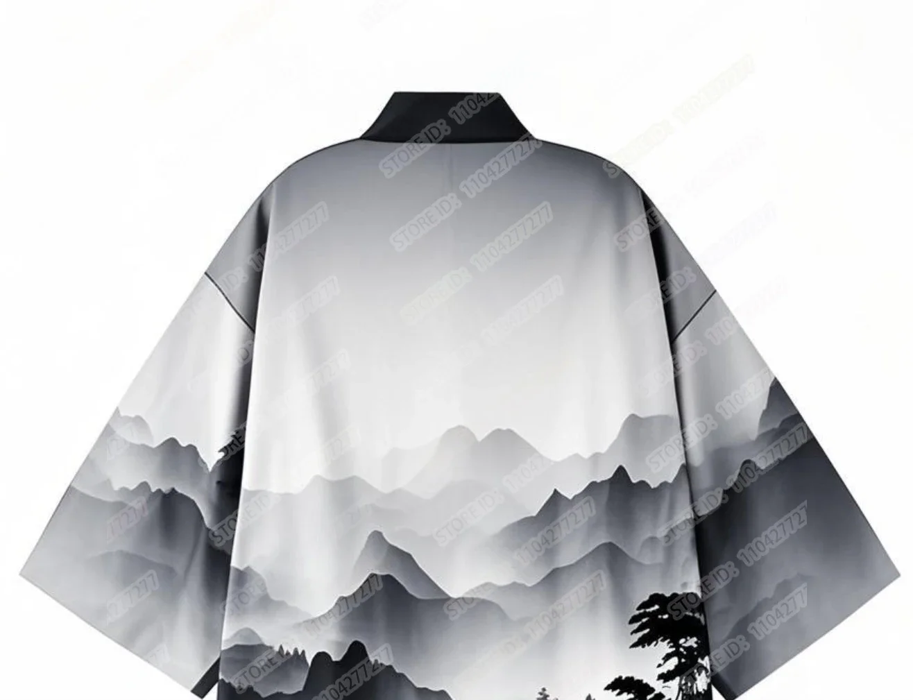 Men's Kimono Shirt Cardigans Landscape Painting Japanese Ukiyoe Loose Fit Open Front Shirt Kimono Men Casual Summer Beach Shirt