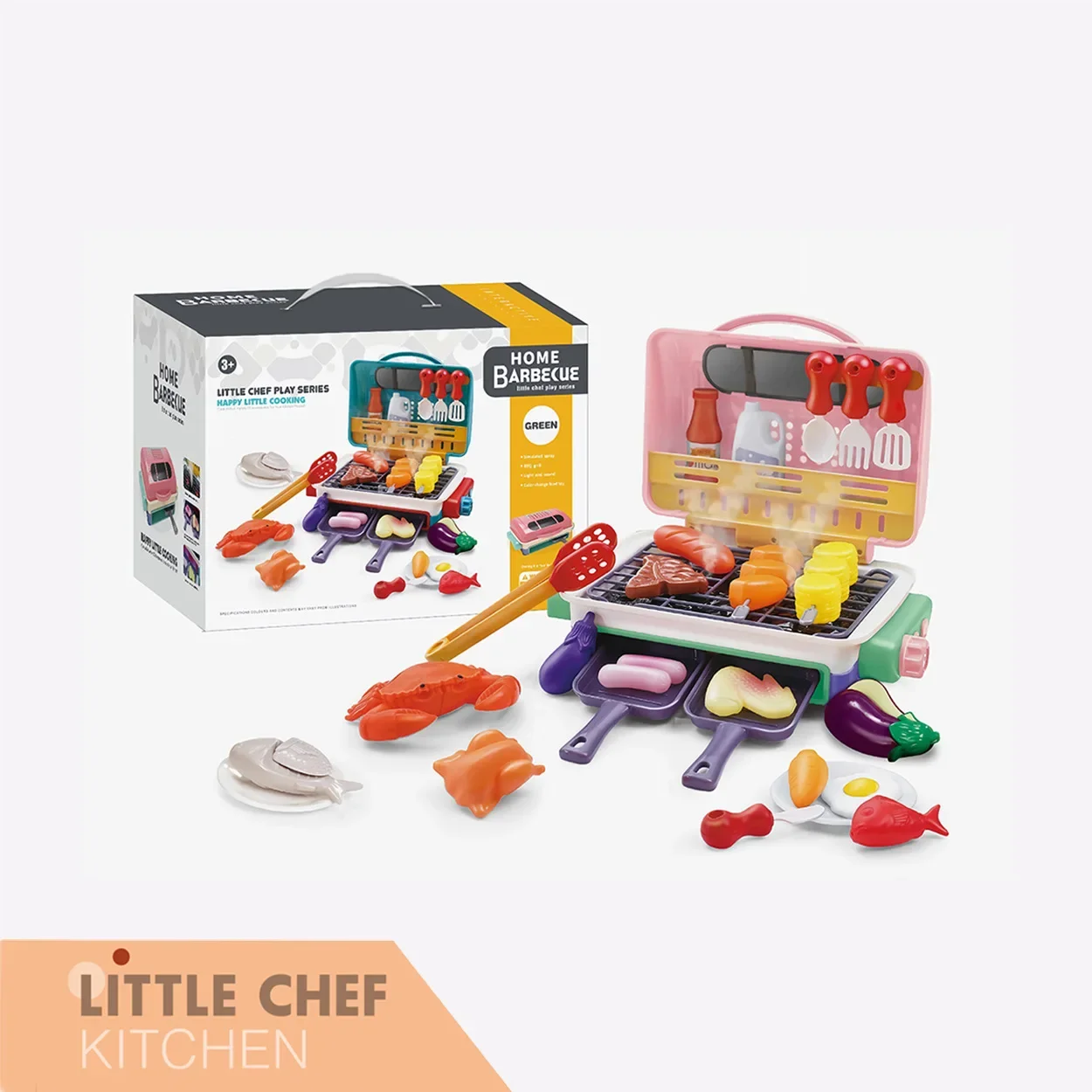 Set met spray Kinderen Gesimuleerde barbecue Licht en geluid Fantasiespel Keuken Koken BBQ Educatief speelgoed voor kinderen Kerstcadeaus