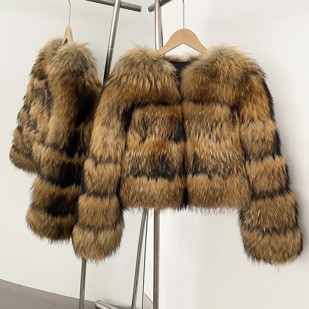 OFTBUY Großhandel Hochwertige Winterjacke für Damen, Natürlicher Waschbärpelz-Mantel, Flauschiger Echter Fuchspelz, Dicke Warme Oberbekleidung, Streetwear – Detail 21