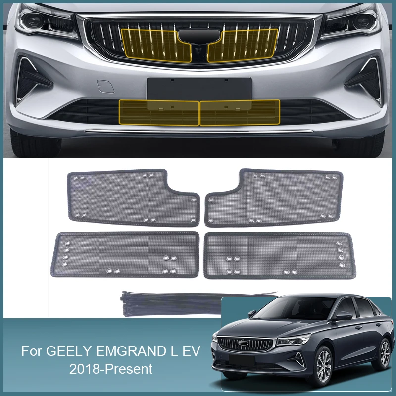 Stainless Steel Car Insect Screening Mesh Front Grille Insert Net Styling For Geely EMGRAND L Pro EV 2018-2025 Auto Accessoories