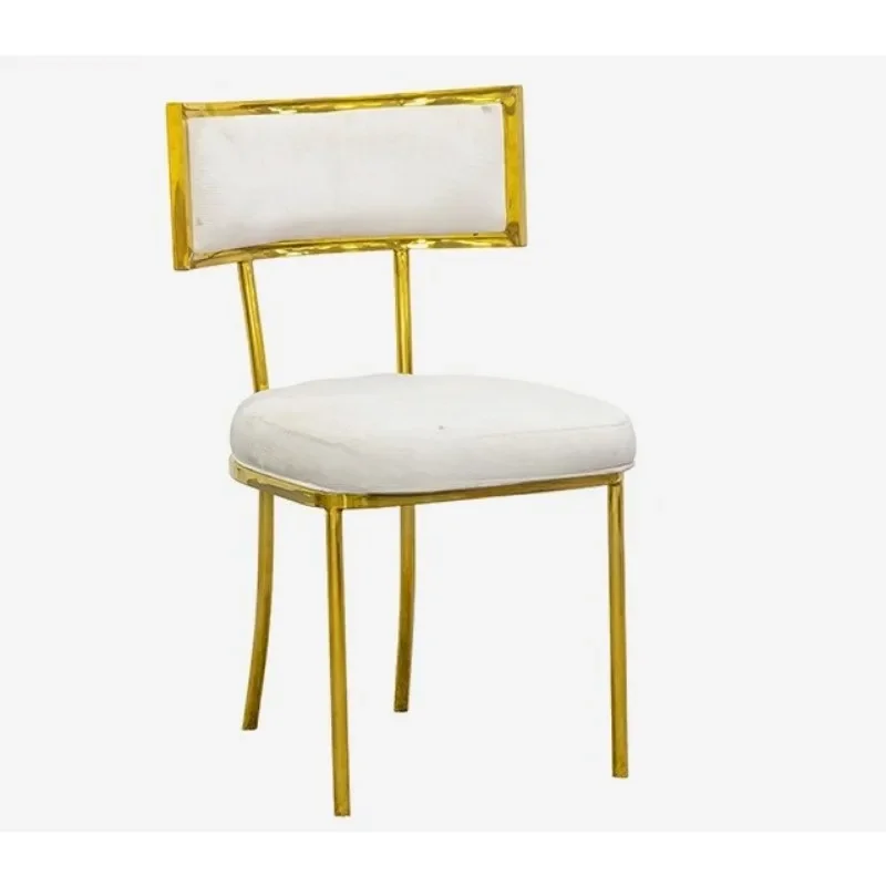Gold upholstery high resilience sponge seat cushion stainless steel dining chair soft backrest comfortable conference chair
