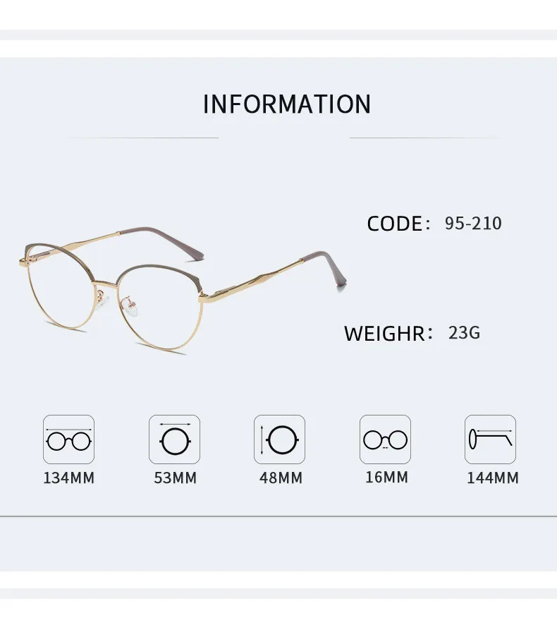 Marken design Retro runde Katzenauge Metall Mädchen Rahmen photo chrome Anti-Blaulicht Computer Frauen Lesebrille Grad 0 ~ 6 – Detail 7