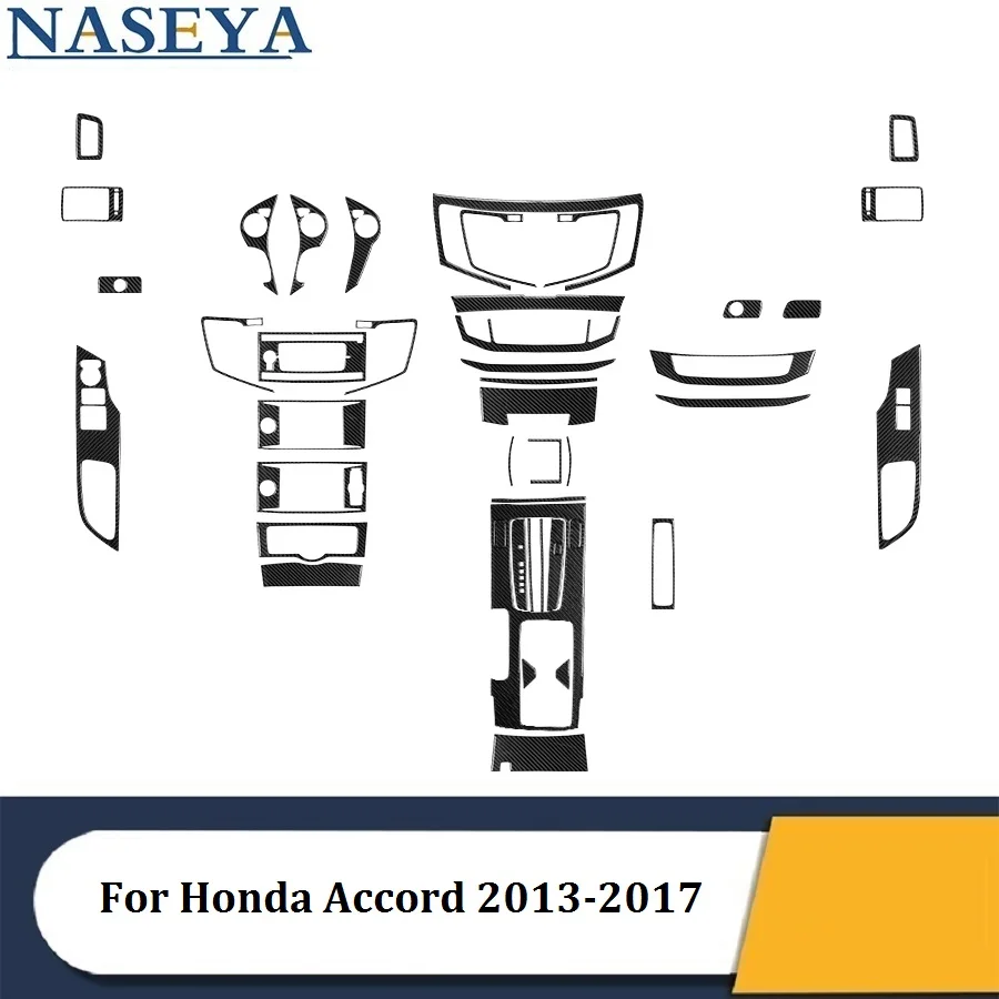 

For Honda Accord 2013 2014 2015 2016 2017 Various Parts Carbon Fiber Black Stickers Car Interior Decorative Accessories