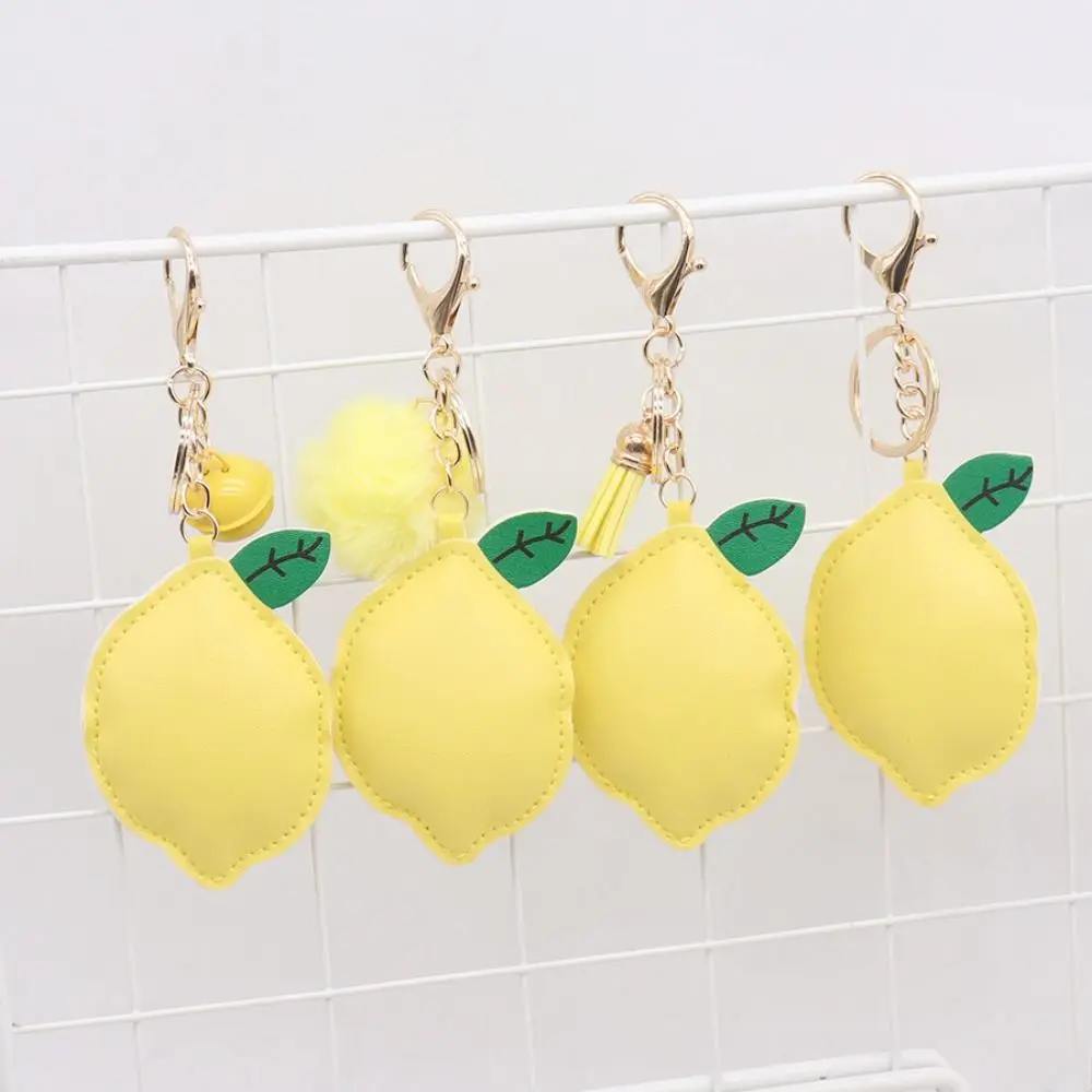 

Multi-color PU Leather Lemon Keychain Fruit Car Keyring PU Leather Hanger Fashion Cartoon Bag Pendant Bag Ornament