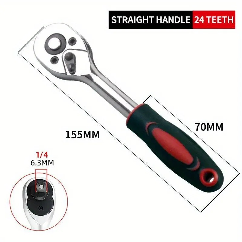 

Socket Wrench Tool Multi-funtion DIY Hand Tool Ratchet Handle Wrench1/4 Inch Ratchet Wrench 24 Tooth Drive Ratchet