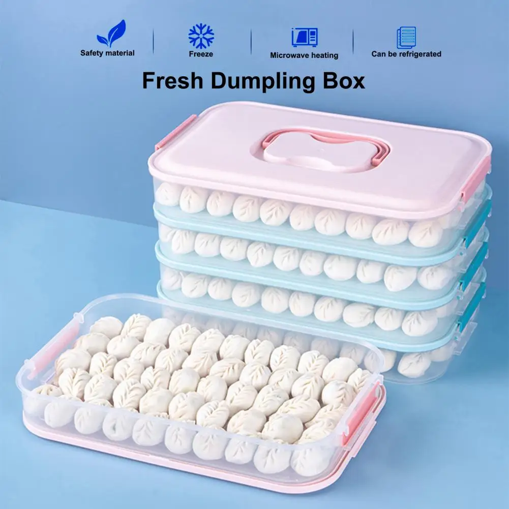 Dumpling Box Stackable Reusable Large Capacity Transparent Vegetable Dumpling Wonton Box Lid Food Container for Dining Room