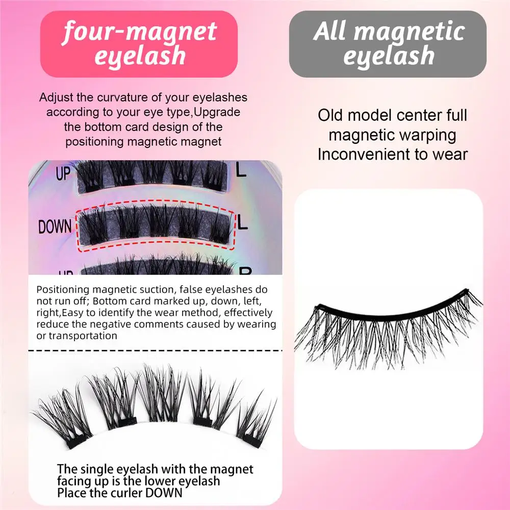 New Suction No Glue Needed Magnetic Eyelashes with Applicator Upgraded Fixed Position Magnetic False Eyelash Set