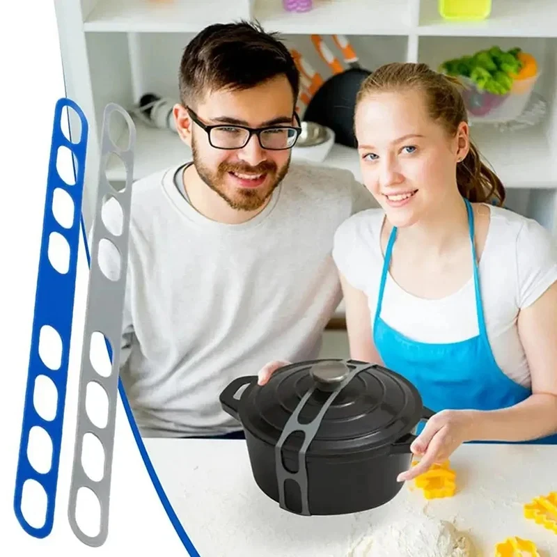 Reusable Silicone Pot Lid Strap Flexible Lid Holder Fixing Band Secure Cover Fastening Belt For  Travel Picnic Outdoor Food