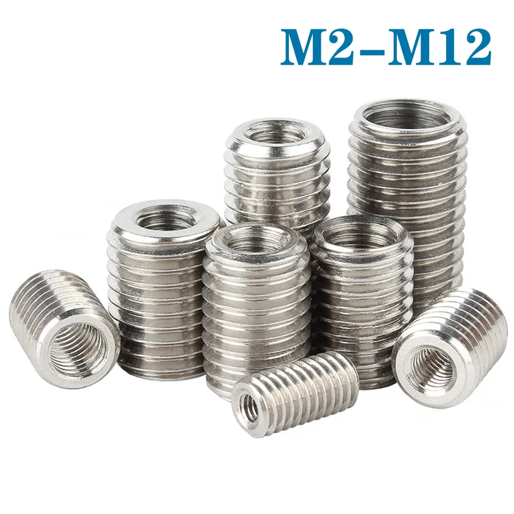 2-5Pc M2 M3 M4 M5 M6 M8 M10 M12 Inside Outside Thread Adapter Screw Nuts Insert Sleeve Converter Nut Coupler 304 Stainless Steel