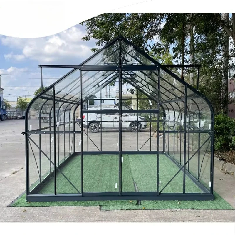 

Cold And Snow-Rnt Multi-Span Prefried House Aluminum Frame Tempered Glass Backyard Curved Garden Greenhouse