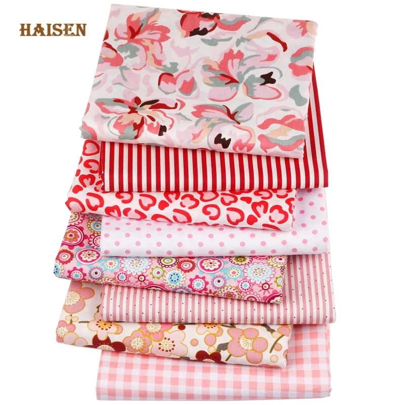 

Haisen,Printed Cotton Fabrics Twill Cloth For DIY Sewing Baby&Child Quilt Bedcloth Dress Textile Material Pink Pattern Series