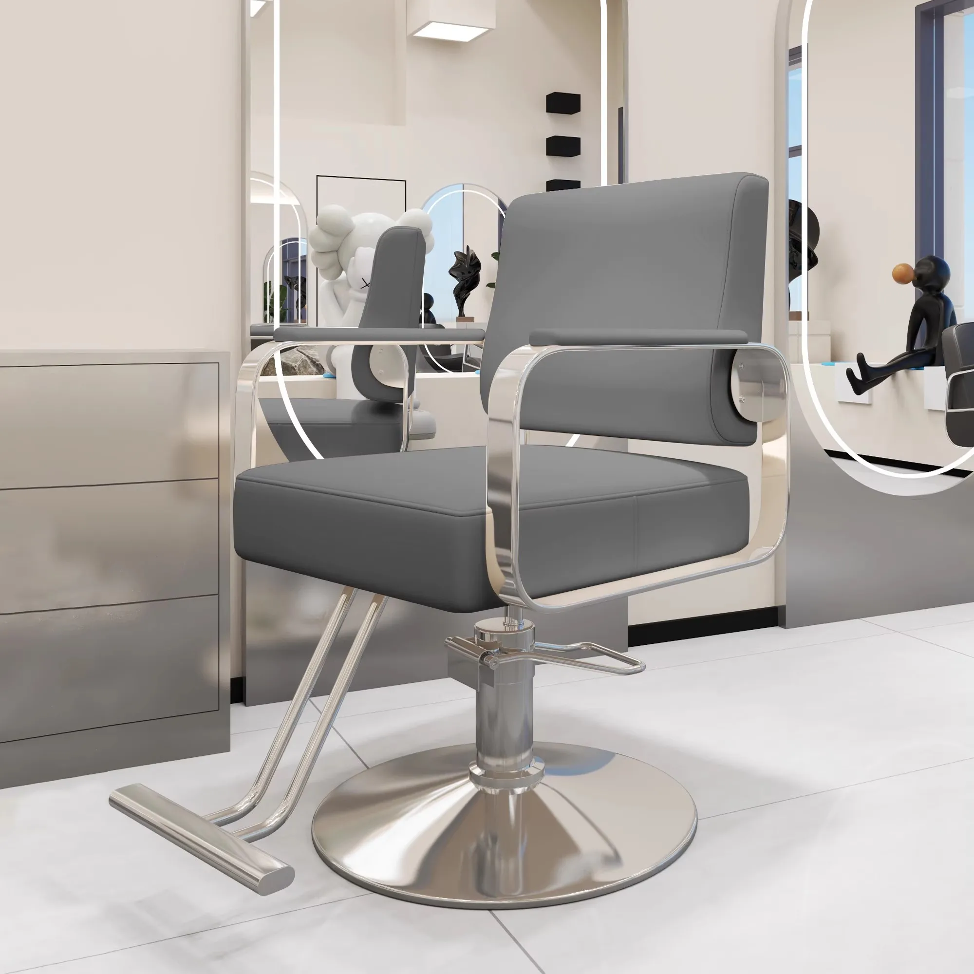 chair, barber Trendy high-end salon-specific hairdressing chair, lightweight luxury styling chair for haircuts, perms, and