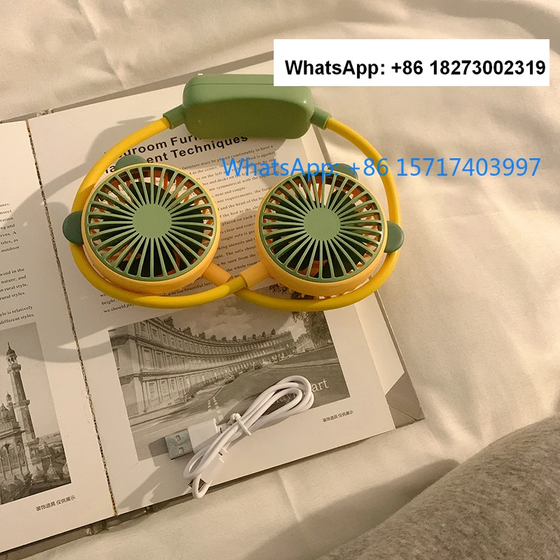 

Маленький вентилятор с подвесной шеей, зарядка милых медвежьих ушей, портативный портативный летний бесшумный вентилятор