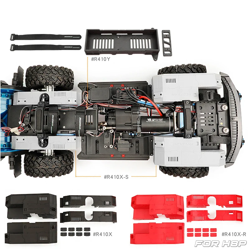 Wheel Covers Lined Sand Deflectors Wheel Arch Fenders Rear Battery Compartment for 1/8 RC Crawler Car Traxxas Meijiaxin H8P DIY