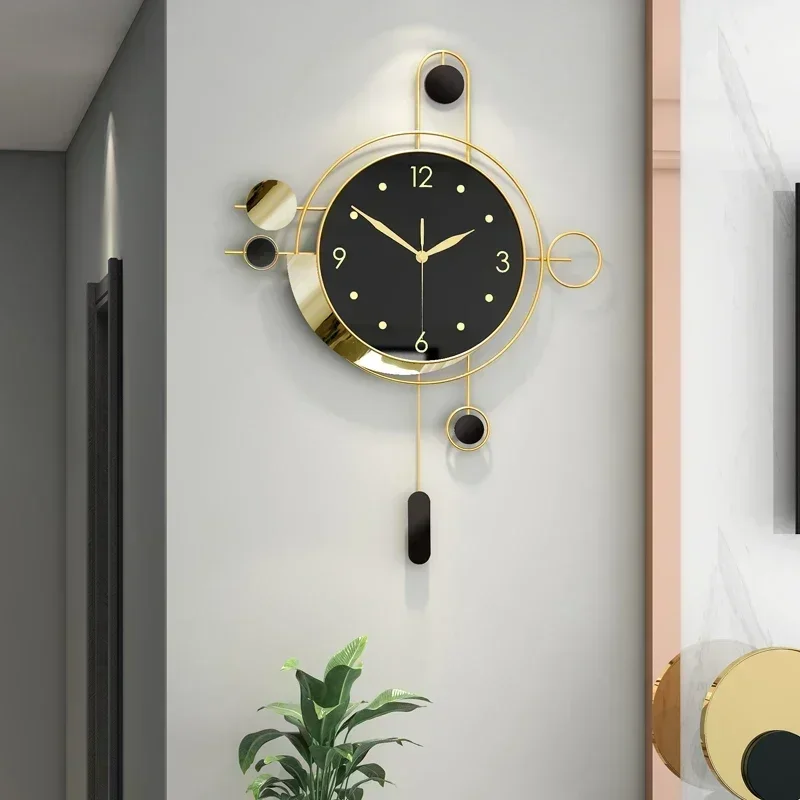 Large Metal Wall Clocks Luxury Silent Creative Pendulum Clock Living Room Gold Watches Art Nordic Home Decoration for Bedroom