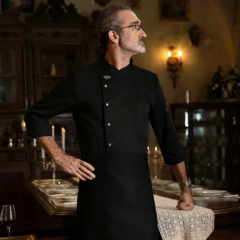 Ropa de trabajo para Chef, manga larga, Otoño Invierno, restaurante, cocina, cocina occidental, Catering, cantimplora, hornear pasteles, pan, ropa
