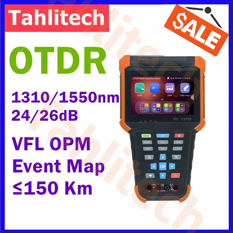 MINI OTDR 1310/1550nm 26/24dB Fiber Optic Reflectometer Touch Screen VFL OLS OPM Event Map Ethernet Cable Tester