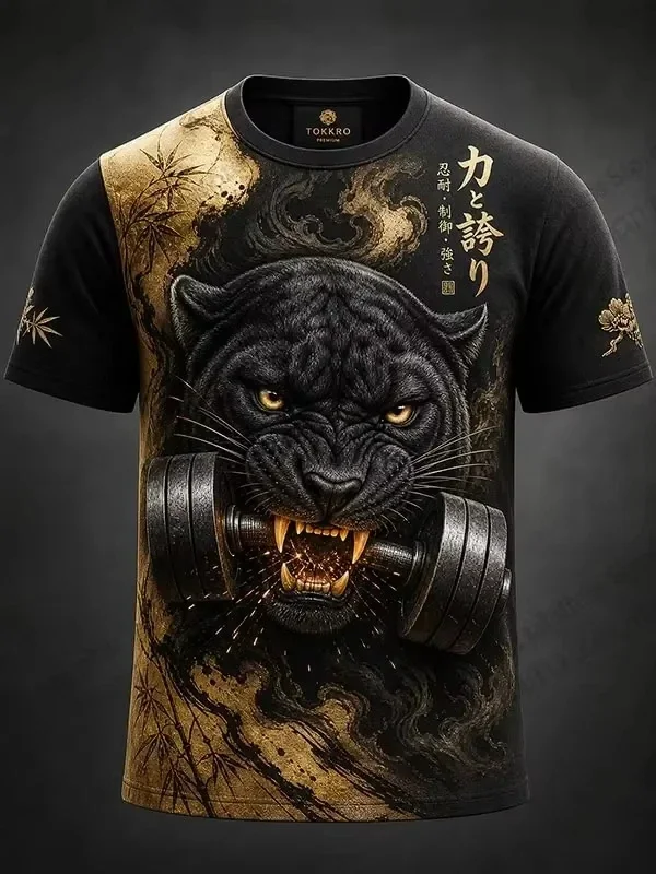 Trend Japanese Samurai Cat 3D Print T-shirt Men Women Fashion Street Oversized Short Sleeve Tops Tee