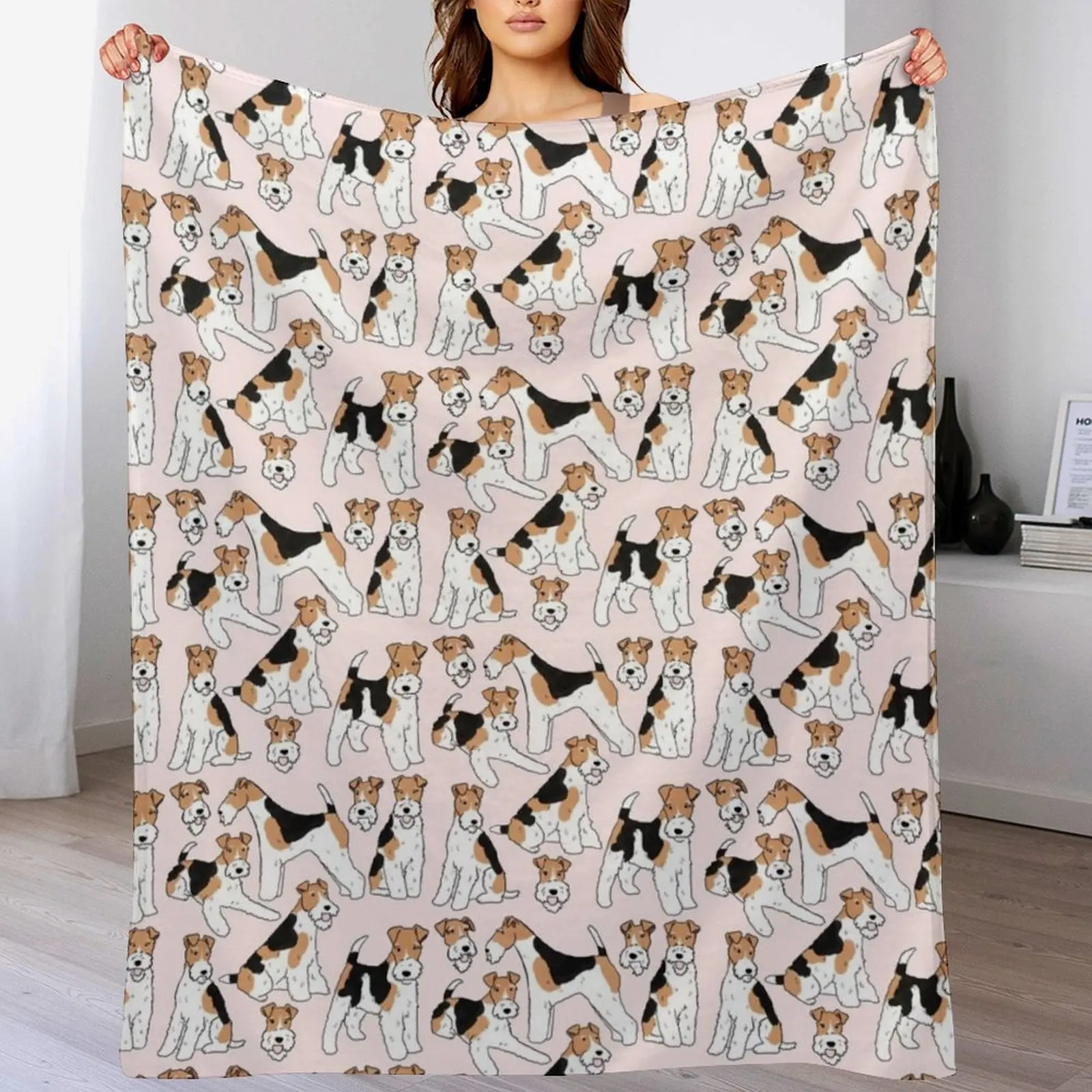 

Wire Fox Terrier cute illustration pattern Throw Blanket