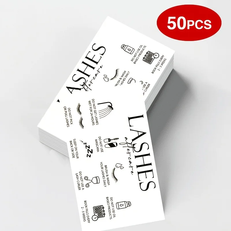 50Pcs Eyelash Postoperative Care Instruction Cards, Suitable for Eyelash Studio Christmas and Birthday Gifts