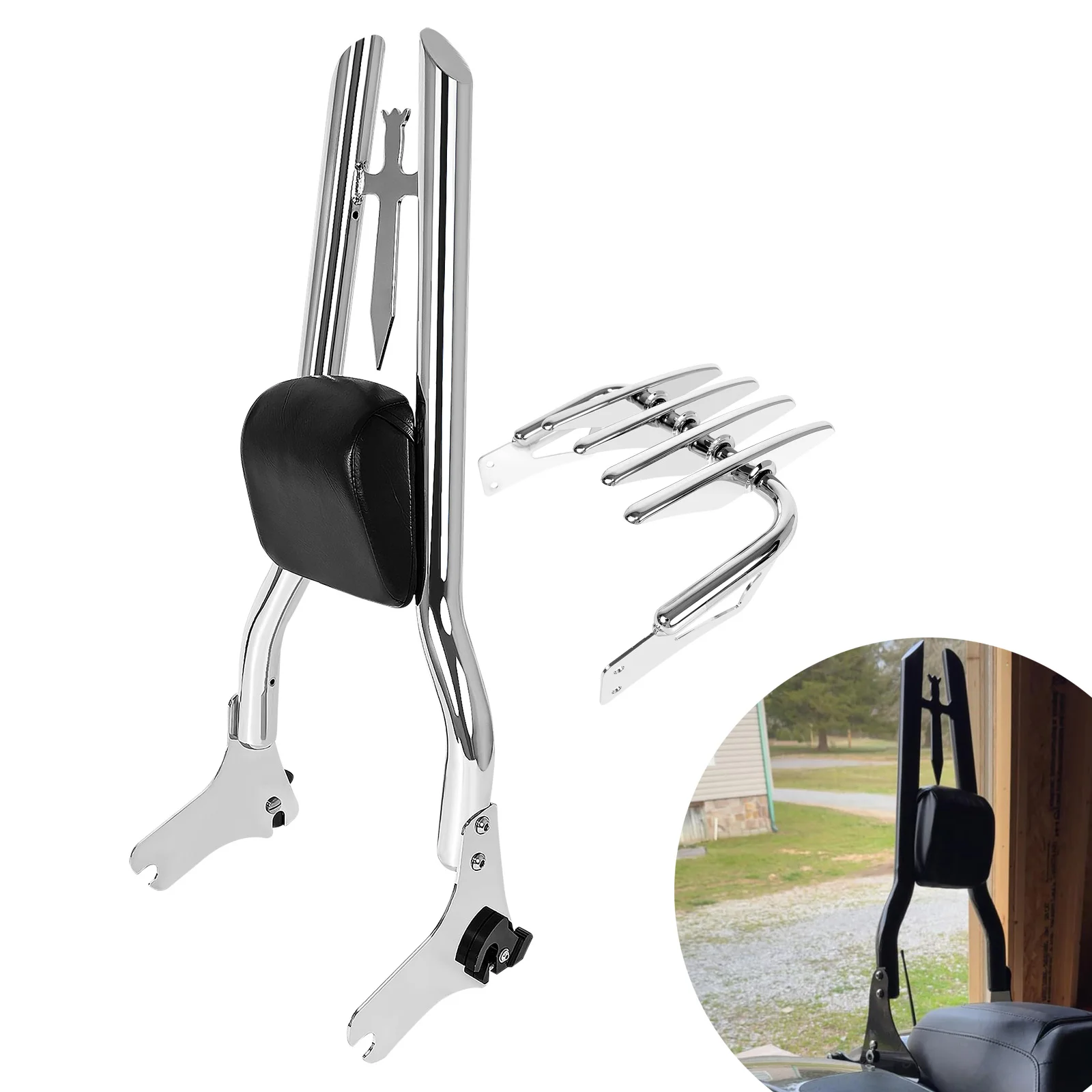 For Harley Road King Electra Street Ultra Glide CVO 1997-2008 Motorcycle Backrest Quick Release Sissy Bar With Luggage Rack
