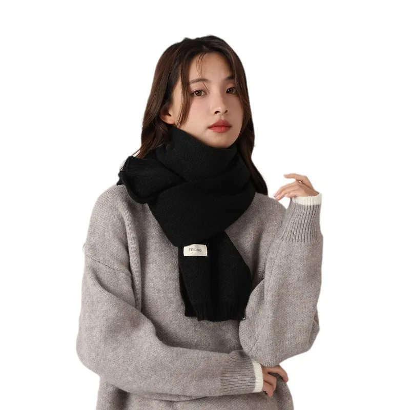 Bufanda de invierno de color sólido de lujo para mujer, bufandas cálidas gruesas, bufanda de diseñador