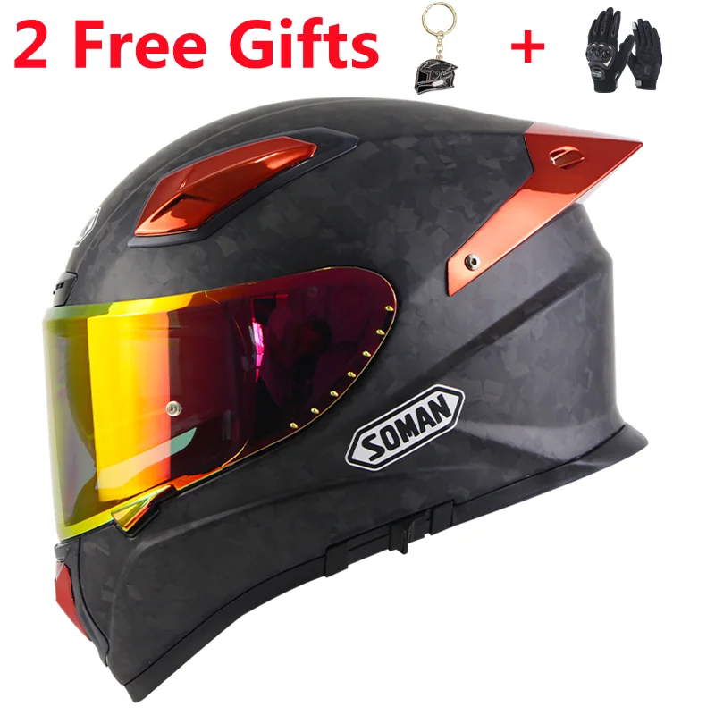 

Motorcycle Helmet Motorbike Casco Double Lens Casco Moto Full Carbon Fiber Double Visor Riding Lightweight Bicycle Off Road