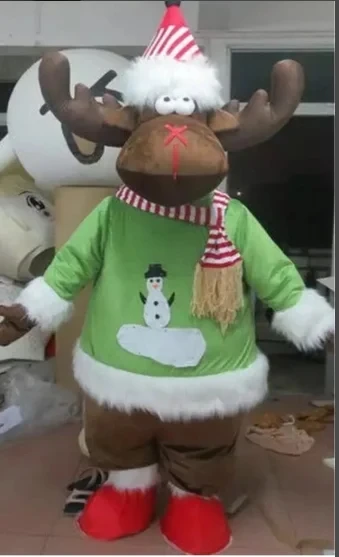 Costume de mascotte de dessin animé de cerf de renne mignon pour adultes, robe de paupières de Noël en peluche, costume d'Halloween, nouveau, offre spéciale