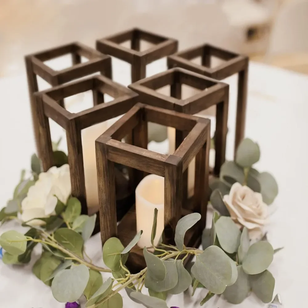 

Wooden Wedding Lantern Centerpiece 12 Pcs , Rustic Wedding Table Decoration, Wooden Candle Holder, Country Barn Wedding Gift